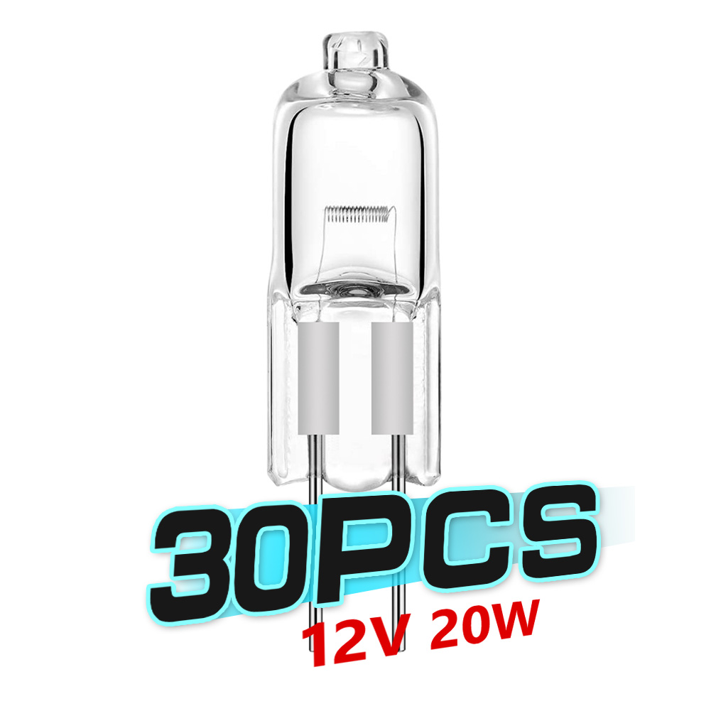 30Pcs Halogen Bulbs Chandeliers Cabinet Track Warm White 12V 20W G4 Light Base JC LED Crystal Globe Lamp Bi-Pin indoor lighting